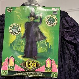 Wicked, elphaba, dress cape hat, kids size 7-8